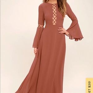 Long Sleeve Maxi Dress - Rusty Rose